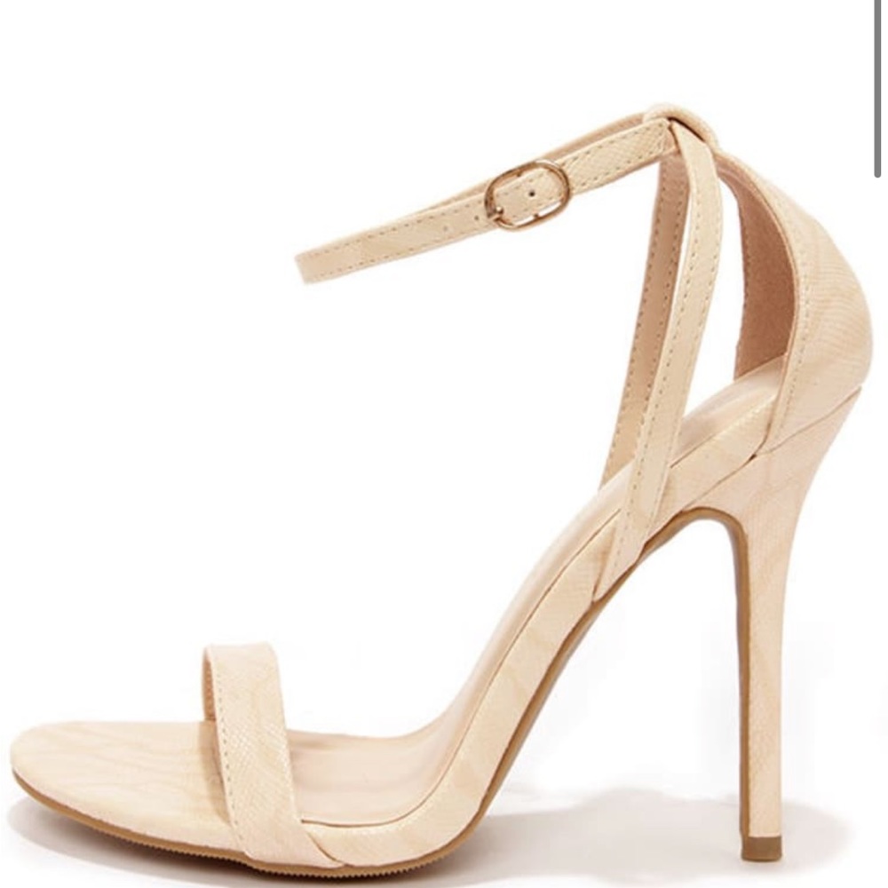 Wild Diva Lounge Adele 94 Natural Snakeskin Ankle Strap Heels size 7.5